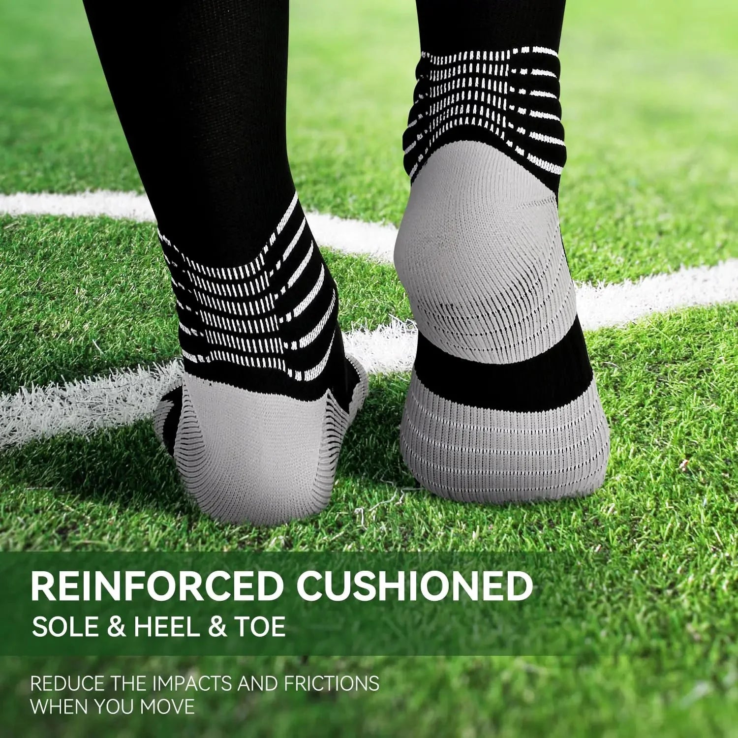 IRAMY Compressive Soccer Socks Ankle Compression Support Coolmax Wicking Anti-Slip Football Baseball Softball 1/2/3 Packs Small Red-two Packs Anti Spier