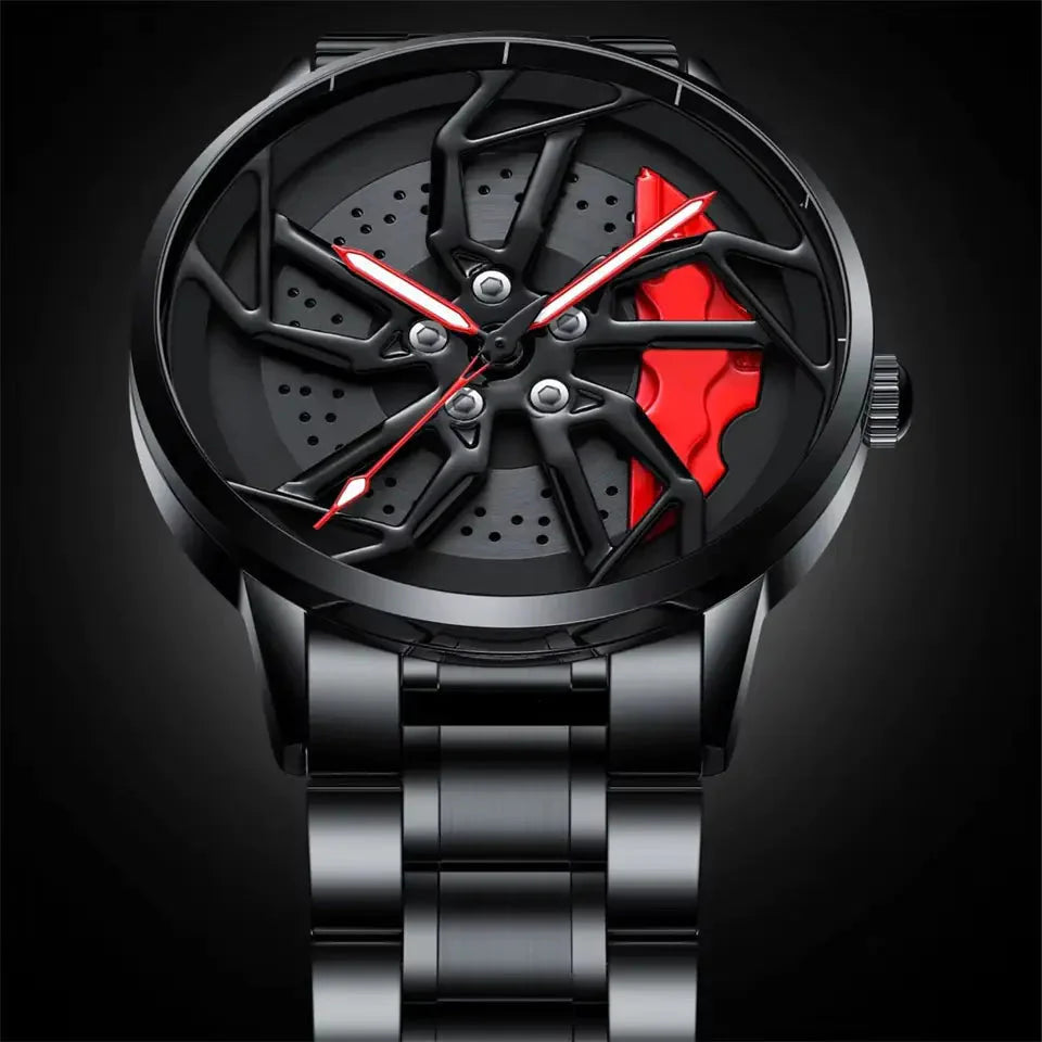 360° Rotating Car Wheel Men's Watch Anti Spier