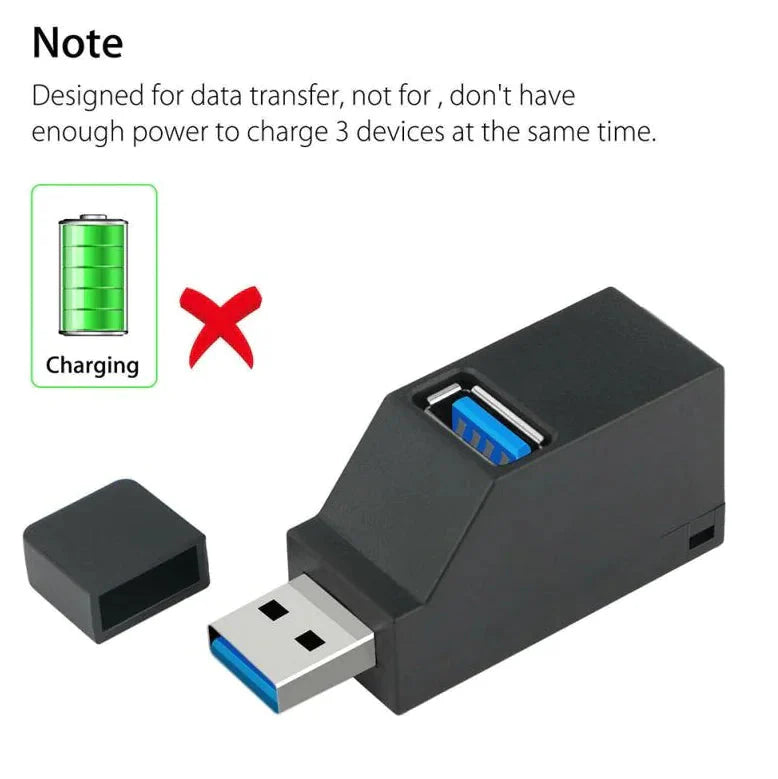 2 Pcs 3 Port USB 3.0 Hub Portable High Speed Splitter Box For PC Notebook Laptop Anti Spier