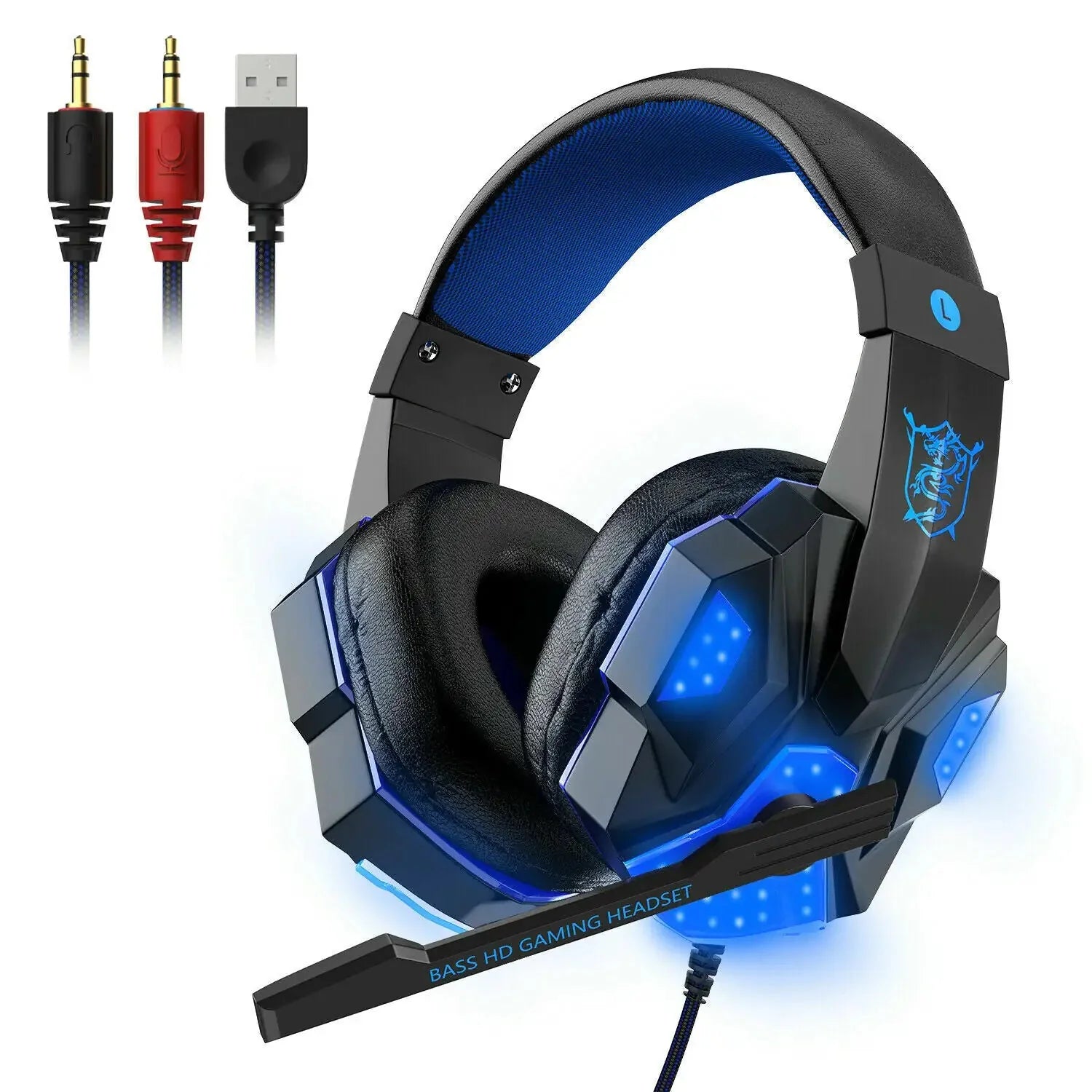 3.5mm Gaming Headset Mic LED Headphones Stereo Bass Surround For PC PS4 Xbox One Anti Spier