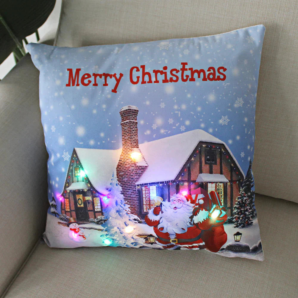 Super Soft Plush Christmas LED Lantern Pillowcase Anti Spier