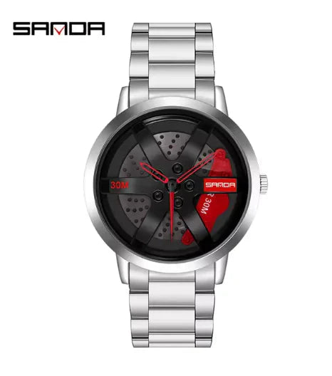 Men's 3D Car Wheel Sports Watch - Waterproof Quartz Anti Spier