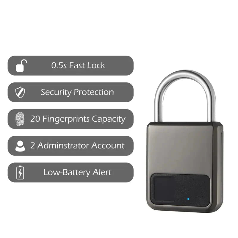 Security Unlock Fingerprint Padlock Anti Spier