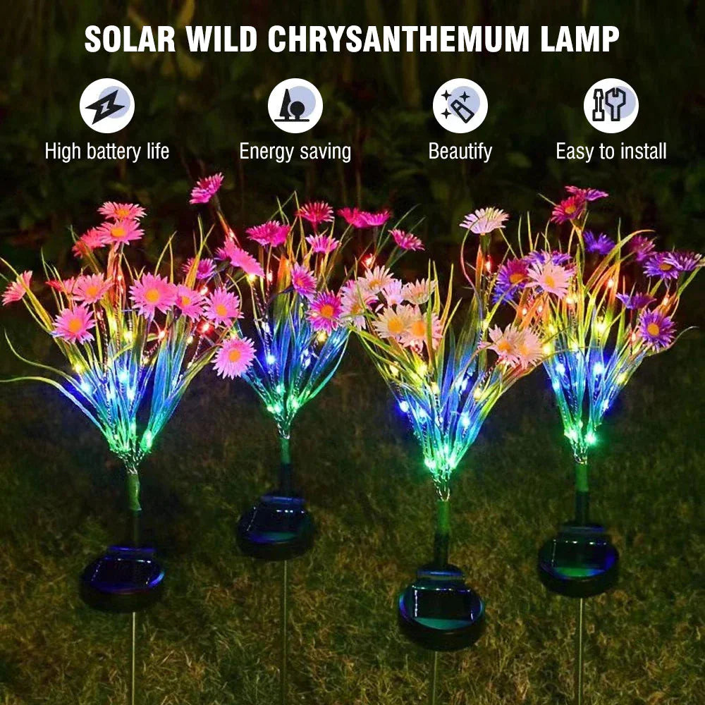 Solar Garden Lights LED Flower Stake Lamp Outdoor Yard Waterproof Patio Decor Anti Spier