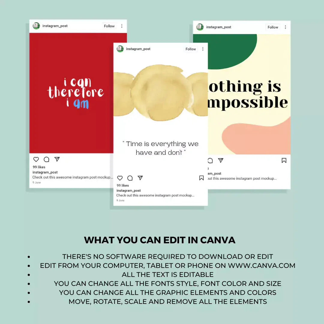 Downloadable Instagram Content Quote 100 Template Anti Spier