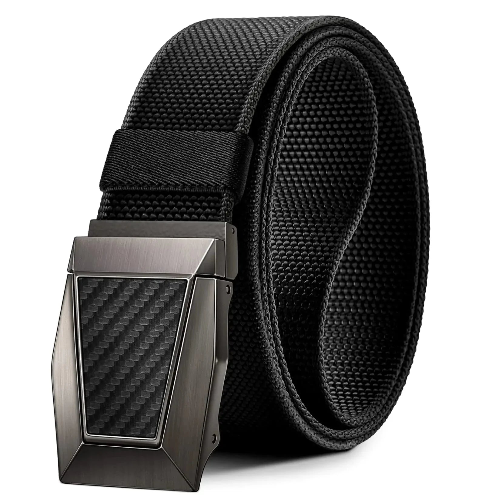 BULLIANT Tactical Belt for Men, Men Stretch Nylon Web Gift Belt 1.5"-Hiking Rigger Military Work-Quick Release Black2972 34"-38"Waist Adjustable Anti Spier