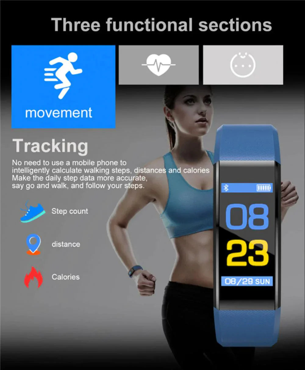 Fitness Smart Watch Activity Tracker Heart Rate For Women Men Oxygen BP Monitor - Anti Spier 