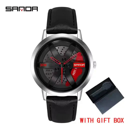 Men's 3D Car Wheel Sports Watch - Waterproof Quartz Anti Spier