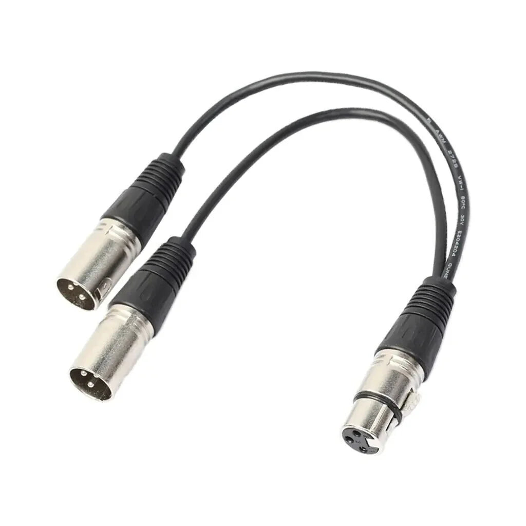 3Pin XLR Female Jack To Dual 2 Male Plug Y Splitter Cable Adapter Microphone USA Anti Spier