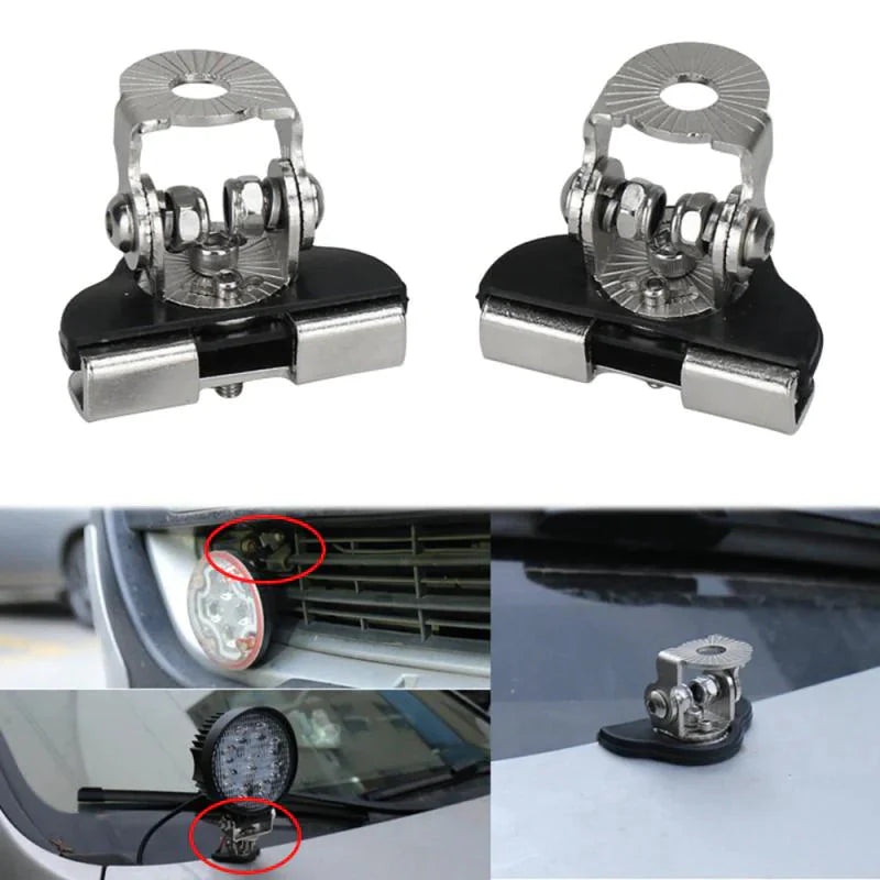 2PCS Pillar Hood Led Work Light Bar Mount Bracket Clamp Holder Offroad Universal Anti Spier