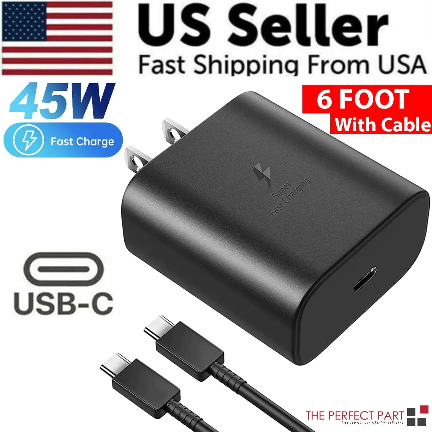 45W USB-C Super Fast Wall Charger + 6FT Cable For Samsung Galaxy S20 S21 S22 S23 Anti Spier
