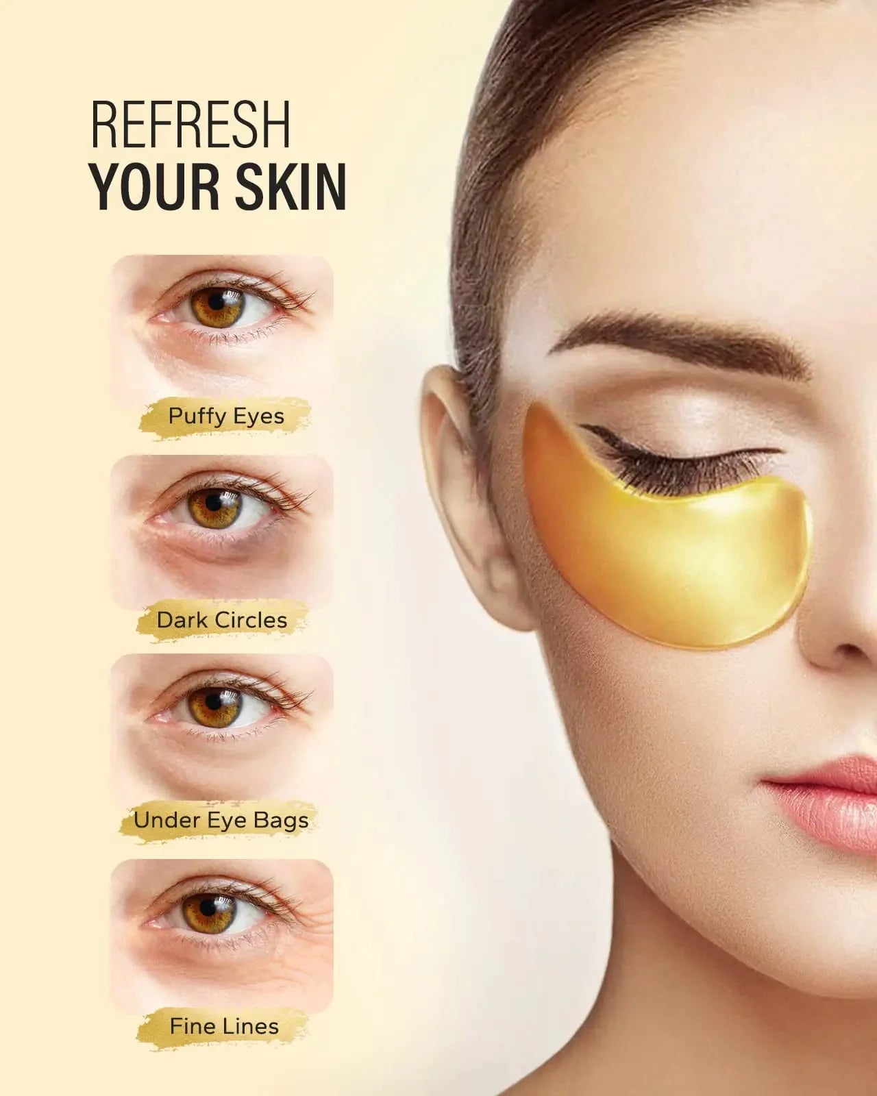24k Gold Under Eye Patches (50 Pairs), eye mask, Collagen Skin Care Products, Eye Patches for Puffy Eyes, eye masks for dark circles and puffiness 1 Count (Pack of 50) Anti Spier