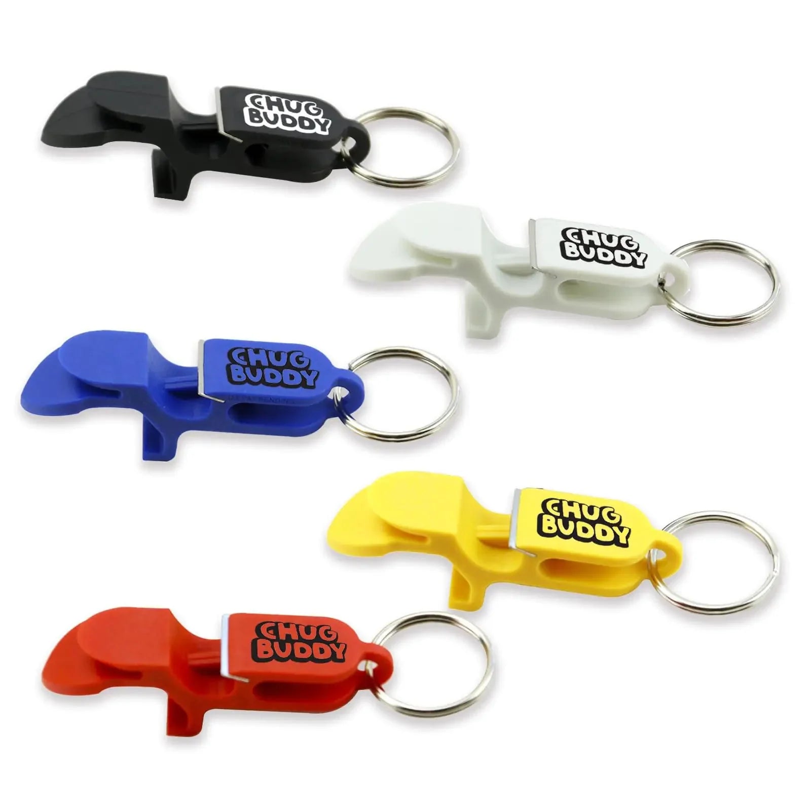 Chug Buddy 5-pack Hard Plastic Shotgun Tool Can Opener Keychain - Shotgun Tool - Shot Gun Tool 4in1 tool - parties tailgating gift (Multicolor) Anti Spier