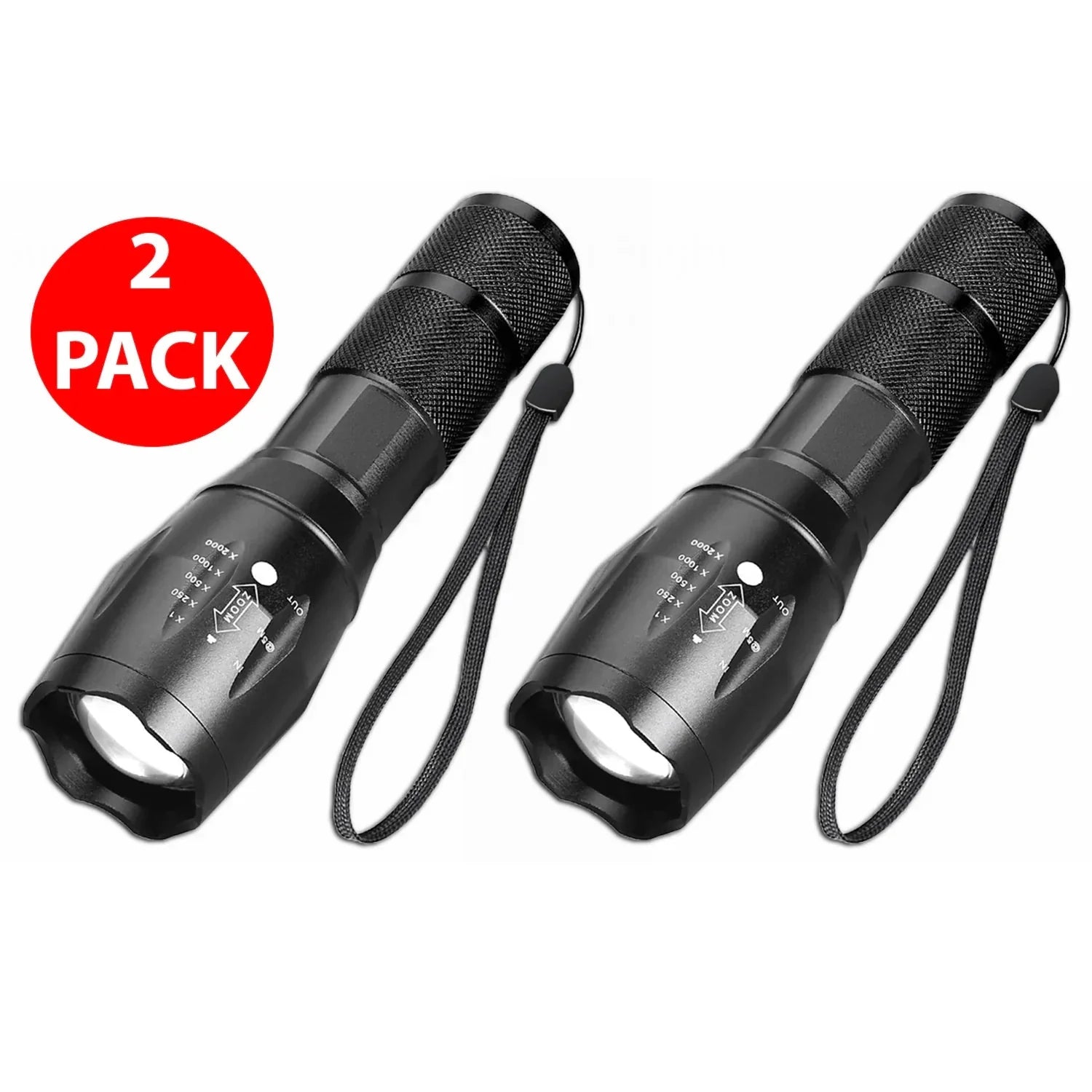 Super-Bright 90000LM LED Tactical Flashlight 5 Modes Zoomable Torch Searchlight Anti Spier