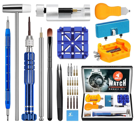 JOREST Watch Repair Kit, for Watch Battery Replacement & Watch Link Removal and Resizing & Watch Opener, Watch Repair Screwdriver Set, Watch Wrench Back Remover, Watch Cleaning, Spring Bar Tool Anti Spier