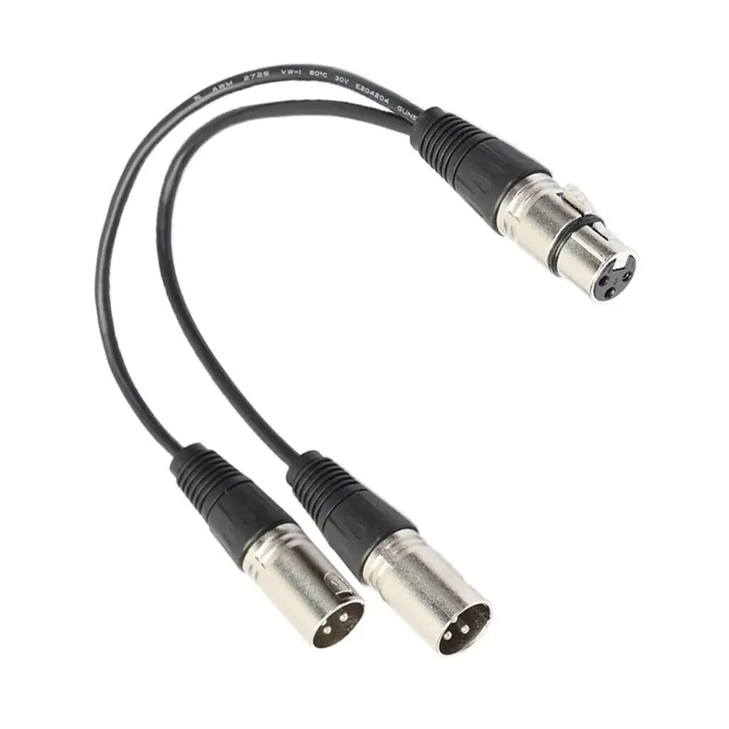 3Pin XLR Female Jack To Dual 2 Male Plug Y Splitter Cable Adapter Microphone USA Anti Spier