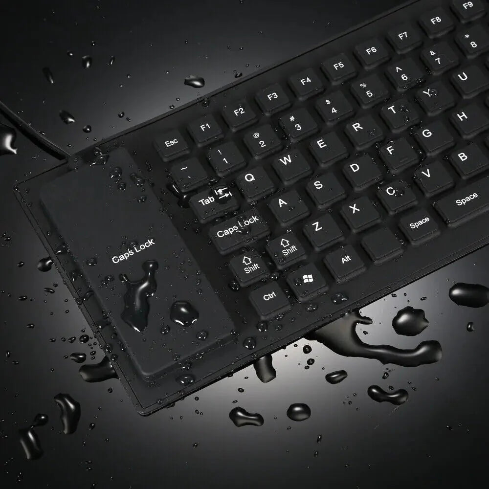 Waterproof Silicone Keyboard Foldable Flexible USB Dustproof DirtProof Full Size Anti Spier