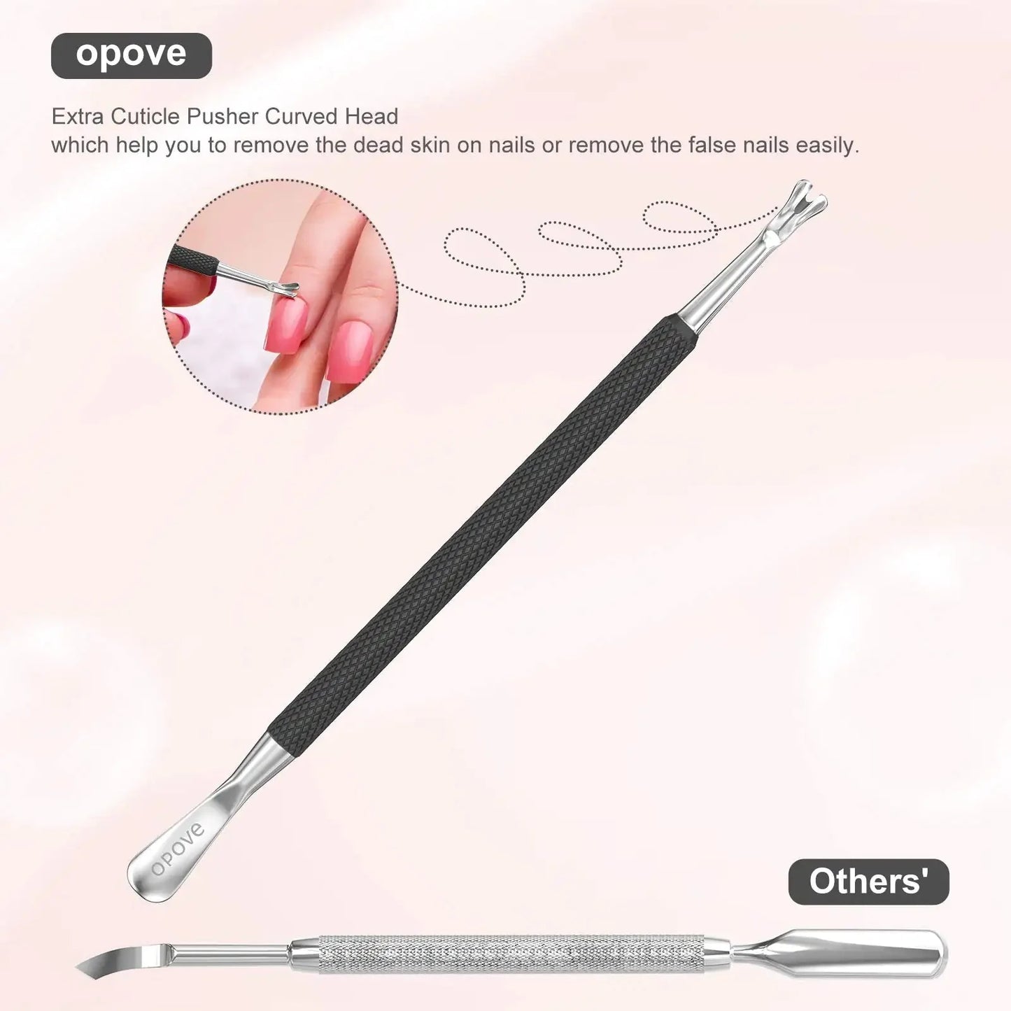Cuticle Pusher Nail Polish Remover Stainless Steel Manicure Tool Set Gel Nail Polish Peeler Scraper Nail Cleaner Pedicure Kit for Fingernail and Toenail, opove P1, Matter Black… Buy X7 Get This 90% Off Anti Spier