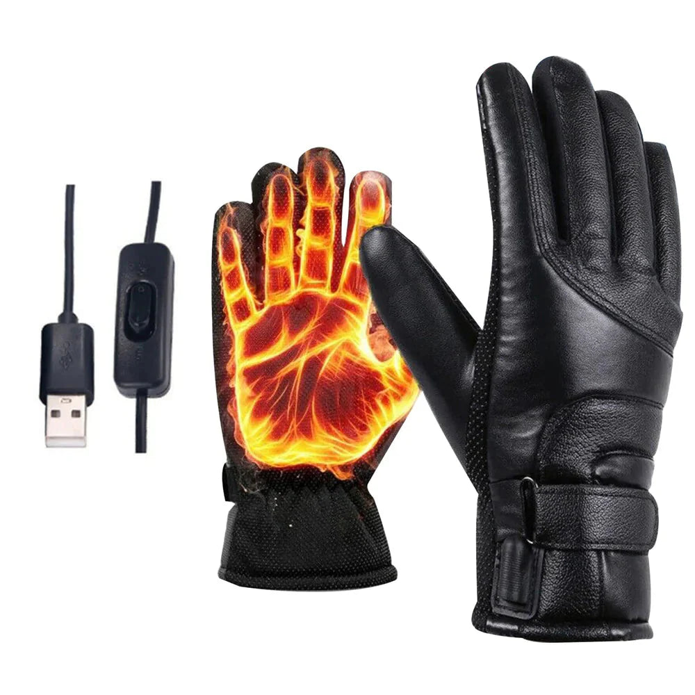 Electric USB Heated Gloves Winter Warming Thermal Ski Snow Hand Warm Windproof Anti Spier