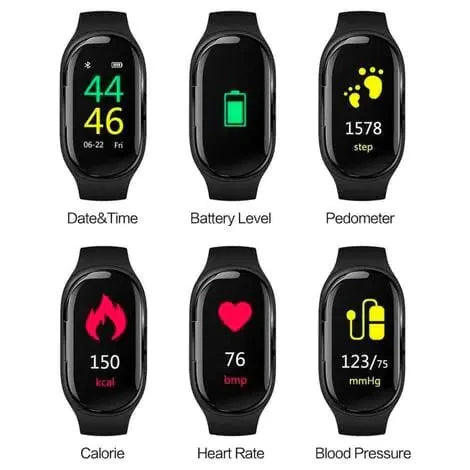 Smart Watch with Built-in TWS Wireless Bluetooth Earphone Blood Heart Rate Monitor Anti Spier