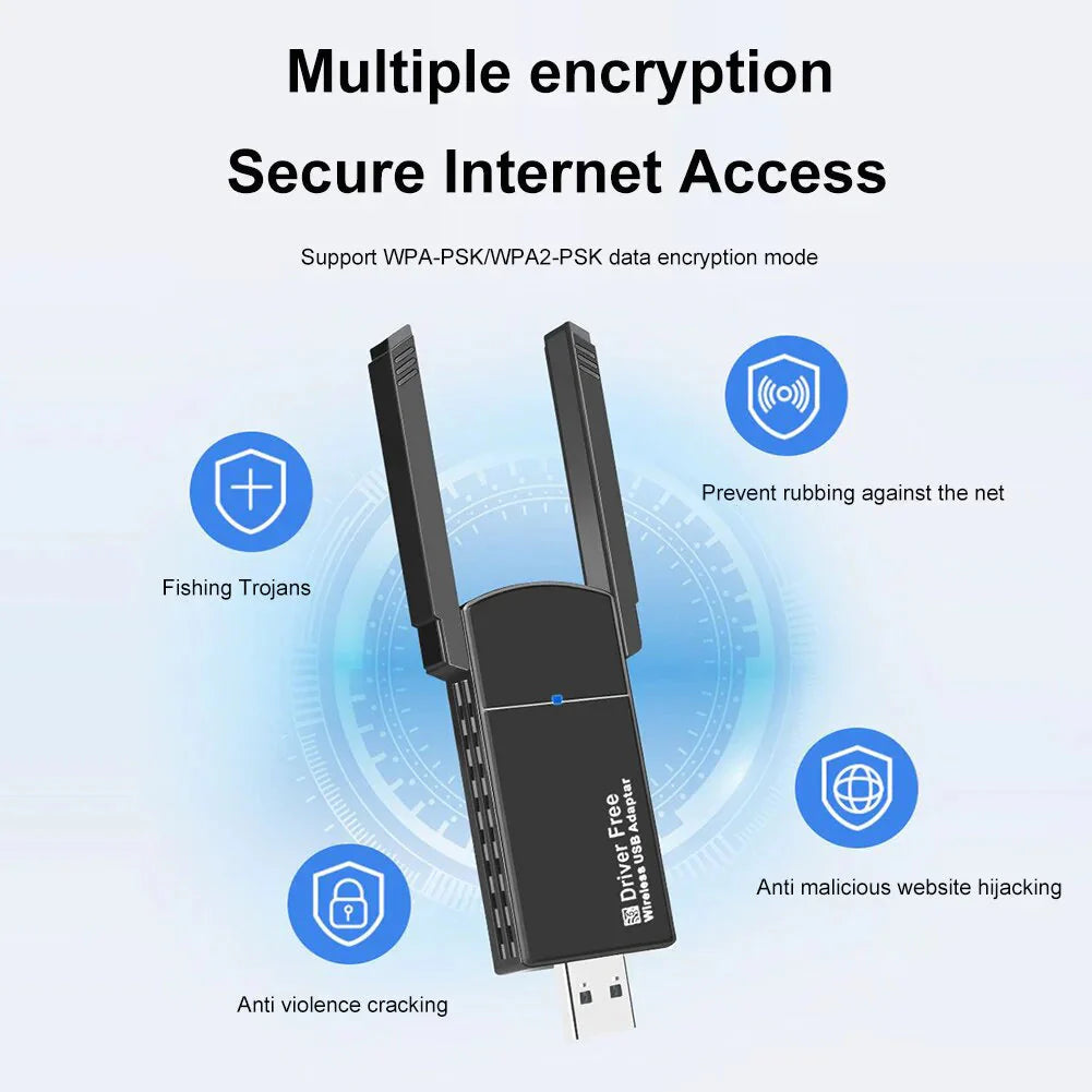 USB 3.0 Wireless WIFI Adapter 1300Mbps Long Range Dongle Dual Band 5Ghz Network Anti Spier