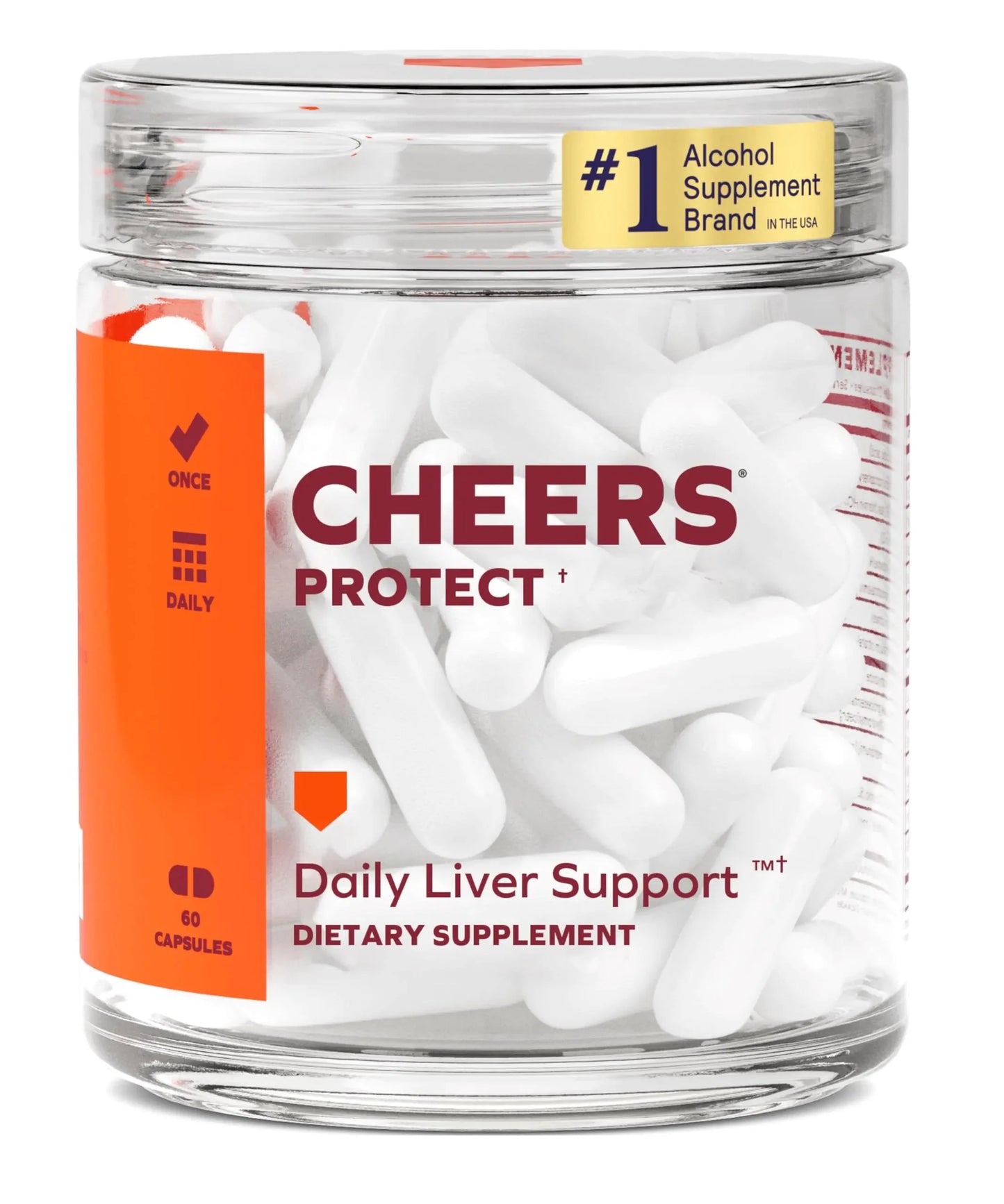 Cheers Protect | Daily Liver Supplement for Drinkers with L-Cysteine + DHM | Increase Glutathione Levels | 30 Doses | Cysteine Dihydromyricetin Milk Thistle Prickly Pear B-Vitamins Ginger Anti Spier