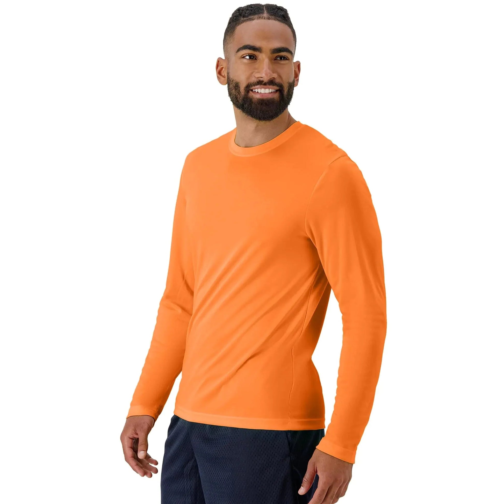Hanes Sport Performance Long Sleeve T-Shirt, Performance Athletic Shirt, 2-Pack Large Safety Orange Anti Spier