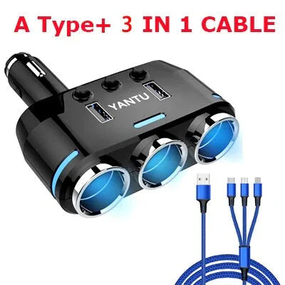 12V-24V Car splitter Cigarette Lighter Socket Plug Dual USB Charger Adapter Anti Spier