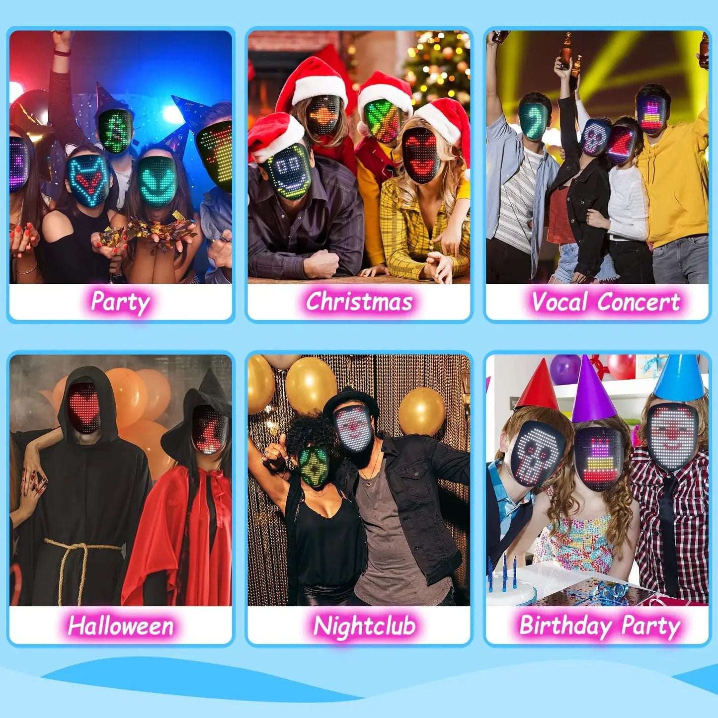 Depointer Life Led Mask with Gesture Sensing,Unisex LED Lighted Face Transforming Mask for Costume Cosplay Party Masquerade Music Mask Rechargeable Anti Spier