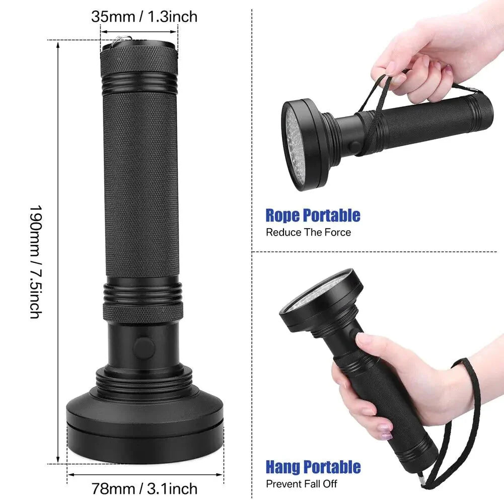 UV Ultraviolet Light 100 LED Flashlight BlackLight 395nM Inspection Lamp Torch Anti Spier