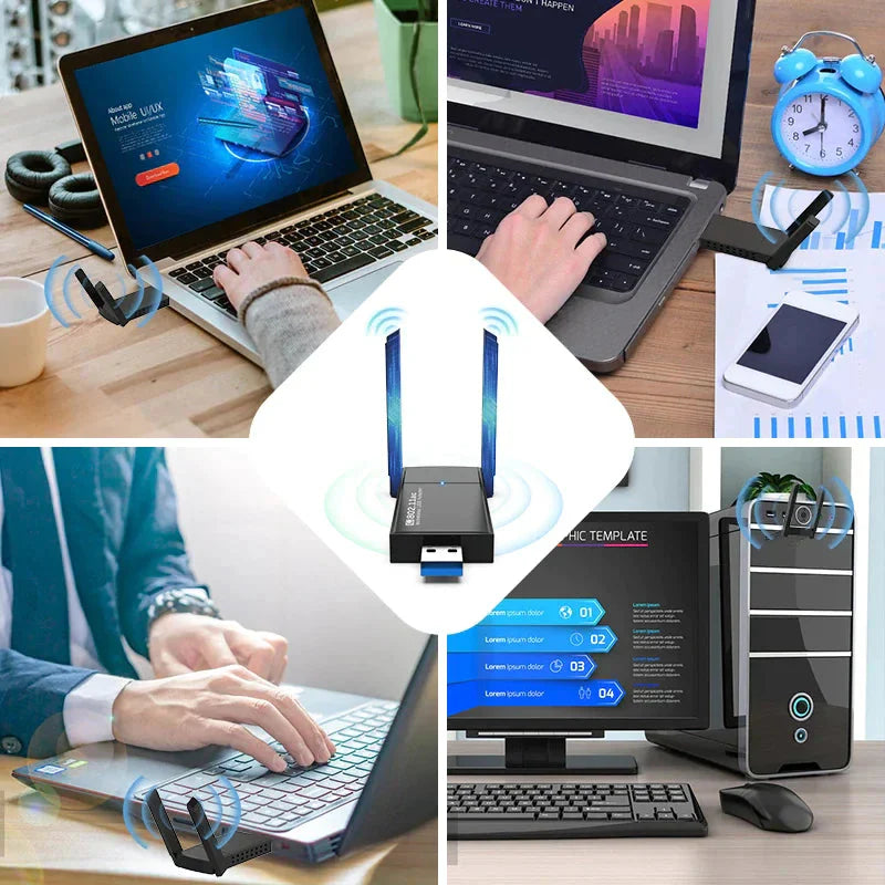 USB 3.0 Wireless WIFI Adapter 1300Mbps Long Range Dongle Dual Band 5Ghz Network Anti Spier