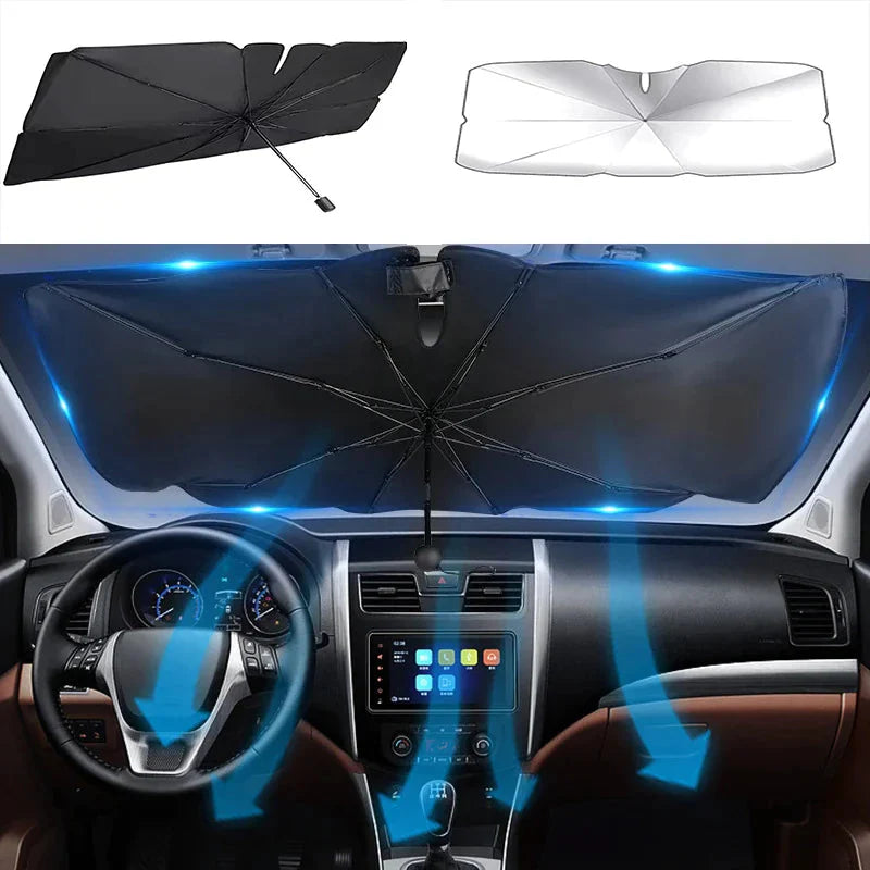 57" Car Windshield Sun Shade Foldable Umbrella Front Window Cover Visor Umbrella Anti Spier