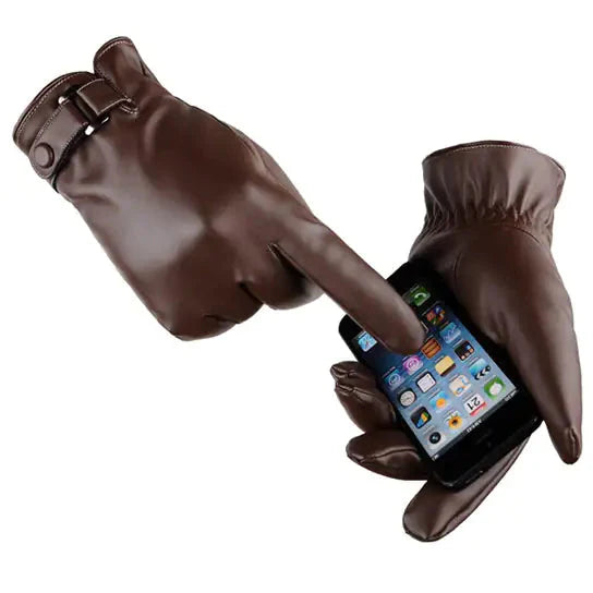 Autumn Warmth Stylish Vegan Leather Touch Smart Gloves Anti Spier