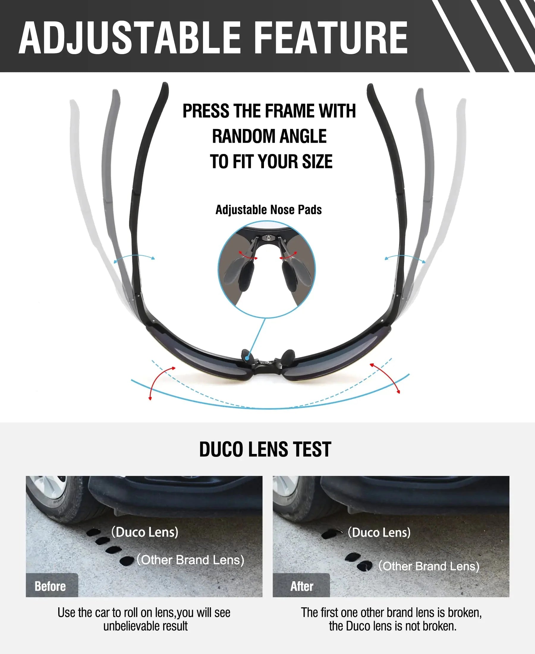 DUCO Mens Sports Polarized Sunglasses UV Protection Sunglasses for Men 8177s Black Frame Orange Lens Anti Spier