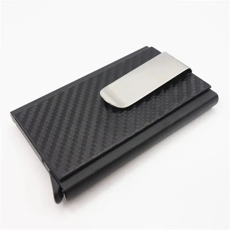 Aluminum Alloy RFID Wallet with Carbon Fiber Card Case Anti Spier