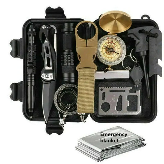 14 in 1 Outdoor Emergency Survival And Safety Gear Kit Camping Tactical Tools SOS EDC Case Anti Spier
