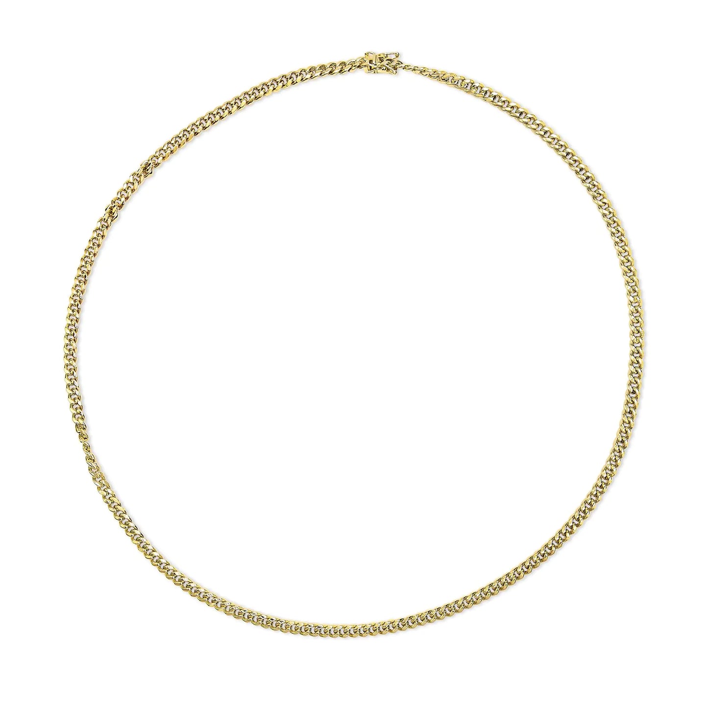 Semi-Solid 14K Yellow Gold 4.5mm Miami Cuban Chain Necklace - Unisex Chain - Anti Spier 
