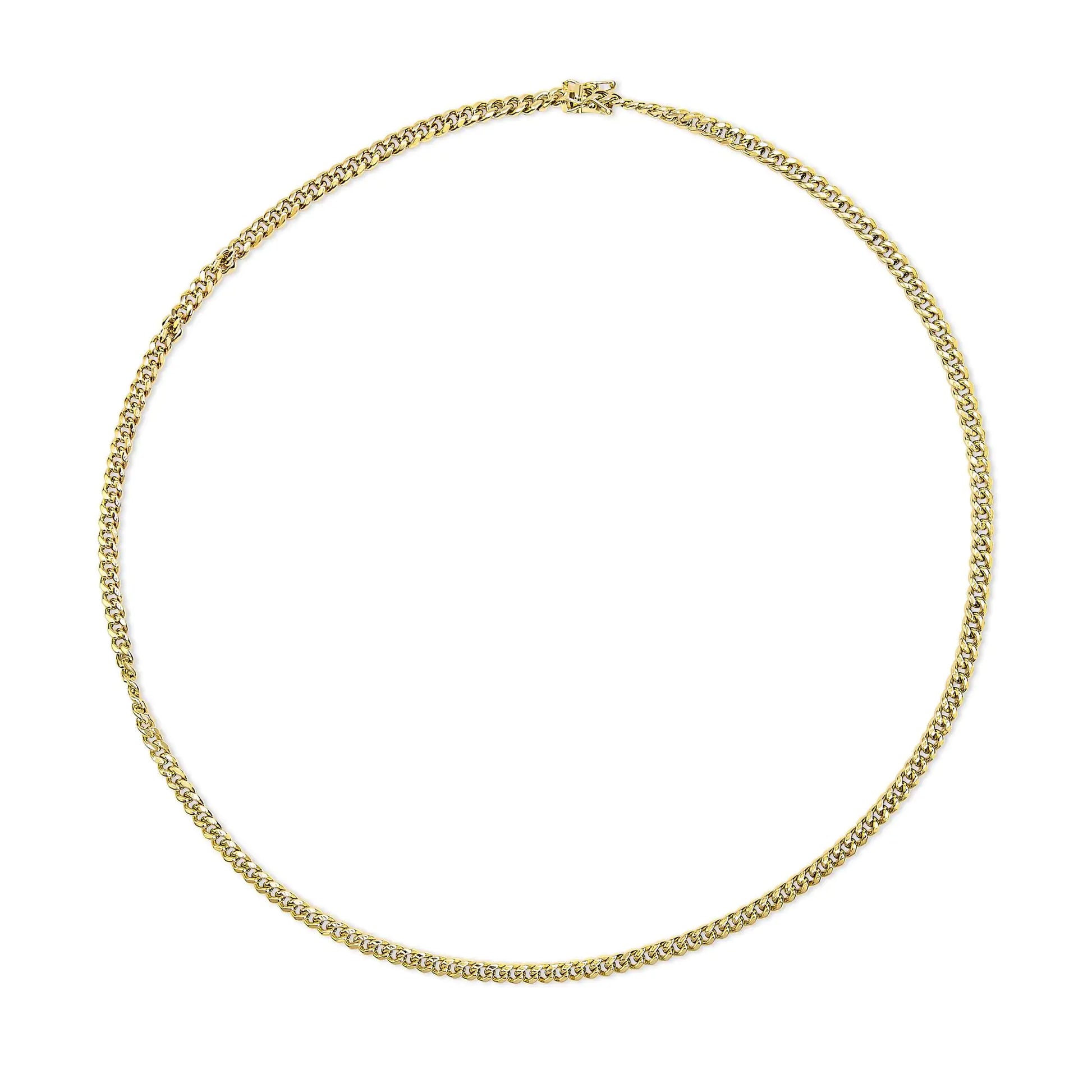 Semi-Solid 14K Yellow Gold 4.5mm Miami Cuban Chain Necklace - Unisex Chain - Anti Spier 