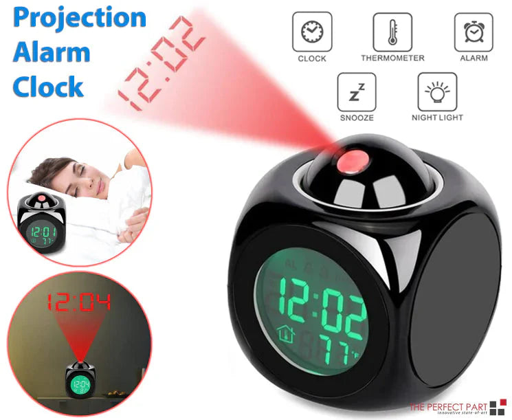LED Projection Alarm Clock Digital LCD Display Voice Talking Weather Snooze USB Anti Spier