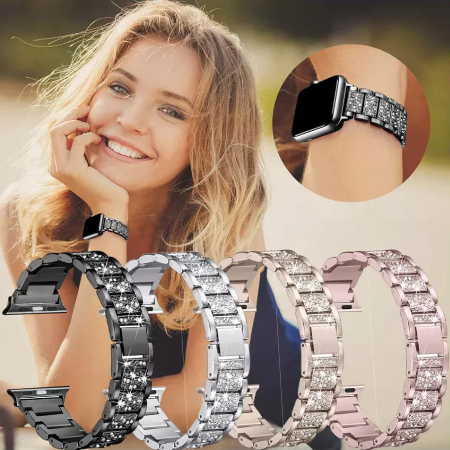 Crystal Bling Band Case iWatch Strap For Apple Watch Ultra Series 8 7 SE 6 5 4 3 - Anti Spier 