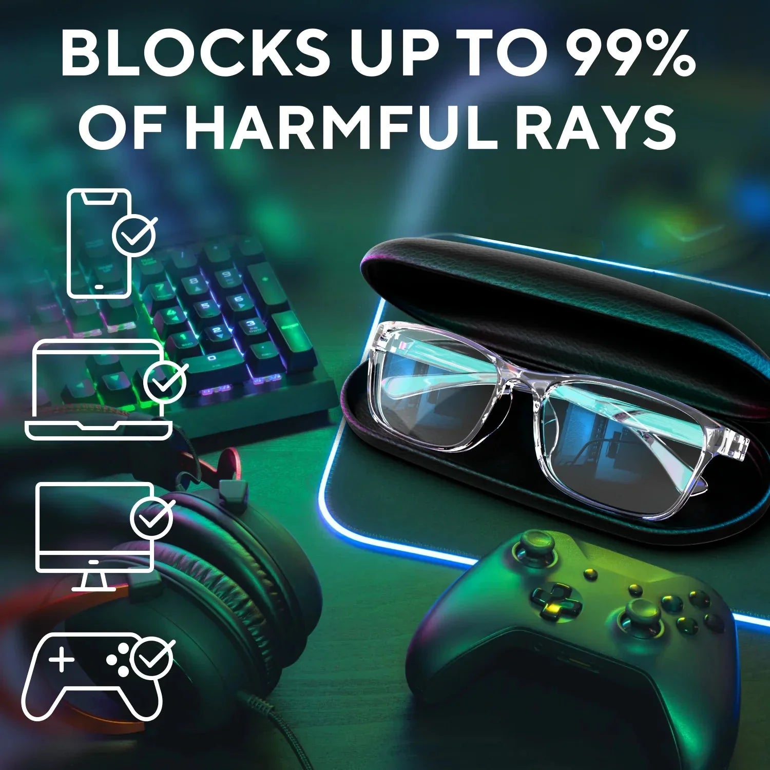 Stylish Blue Light Computer Blocking Glasses for Men and Women - Ease Digital Eye Strain, Dry Eyes, Headaches and Blurry Vision - Instantly Blocks Anti Spier