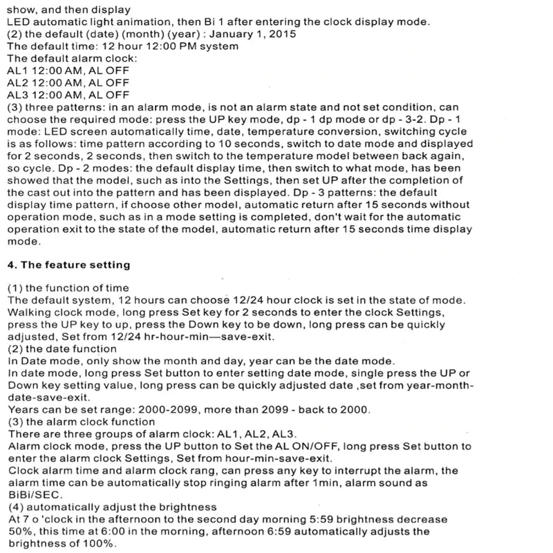 Digital 3D LED Big Wall Desk Alarm Clock Snooze 12/24 Hours Auto Brightness USB Anti Spier