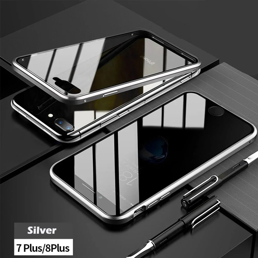 Anti-Peep Magnetic Metal Phone Case For iPhone Anti Spier