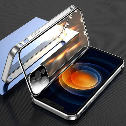 Double Sided Glass Snap Lock Case For iPhones Anti Spier