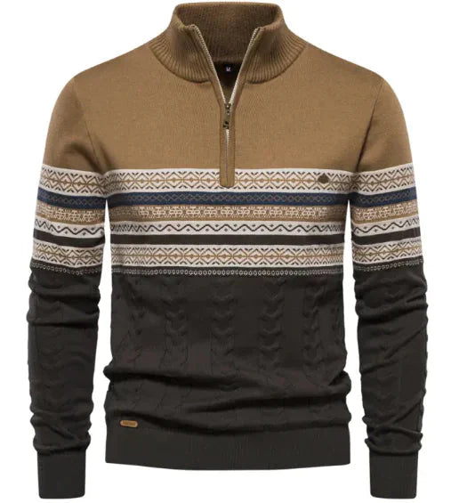 Men's Stand-up Collar Half-Zip Sweater Anti Spier