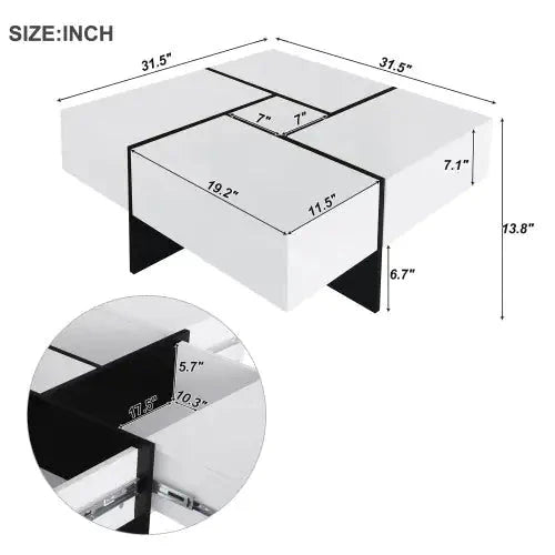 Unique Design Coffee Table With 4 Hidden Storage Compartments Anti Spier