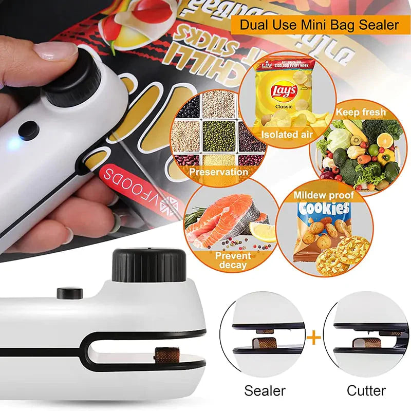 USB Mini Bag Sealer Cutter Anti Spier