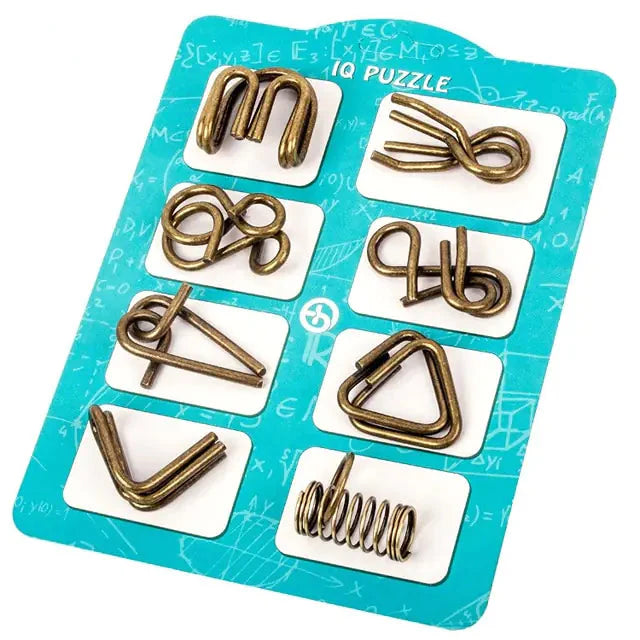 8-Piece Metal Montessori IQ Brain Teaser Puzzle Set for All Ages Anti Spier