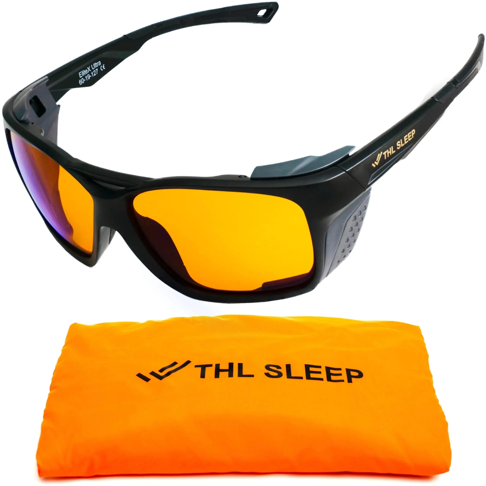 Orange Blue Light Blocking Glasses for Better Sleep - Amber Wrap Around Computer Gaming Glasses - EliteX Ultra Nighttime Migraine Gamer Glasses for Men & Women - Screen Eye Strain Blue Light Blockers Anti Spier