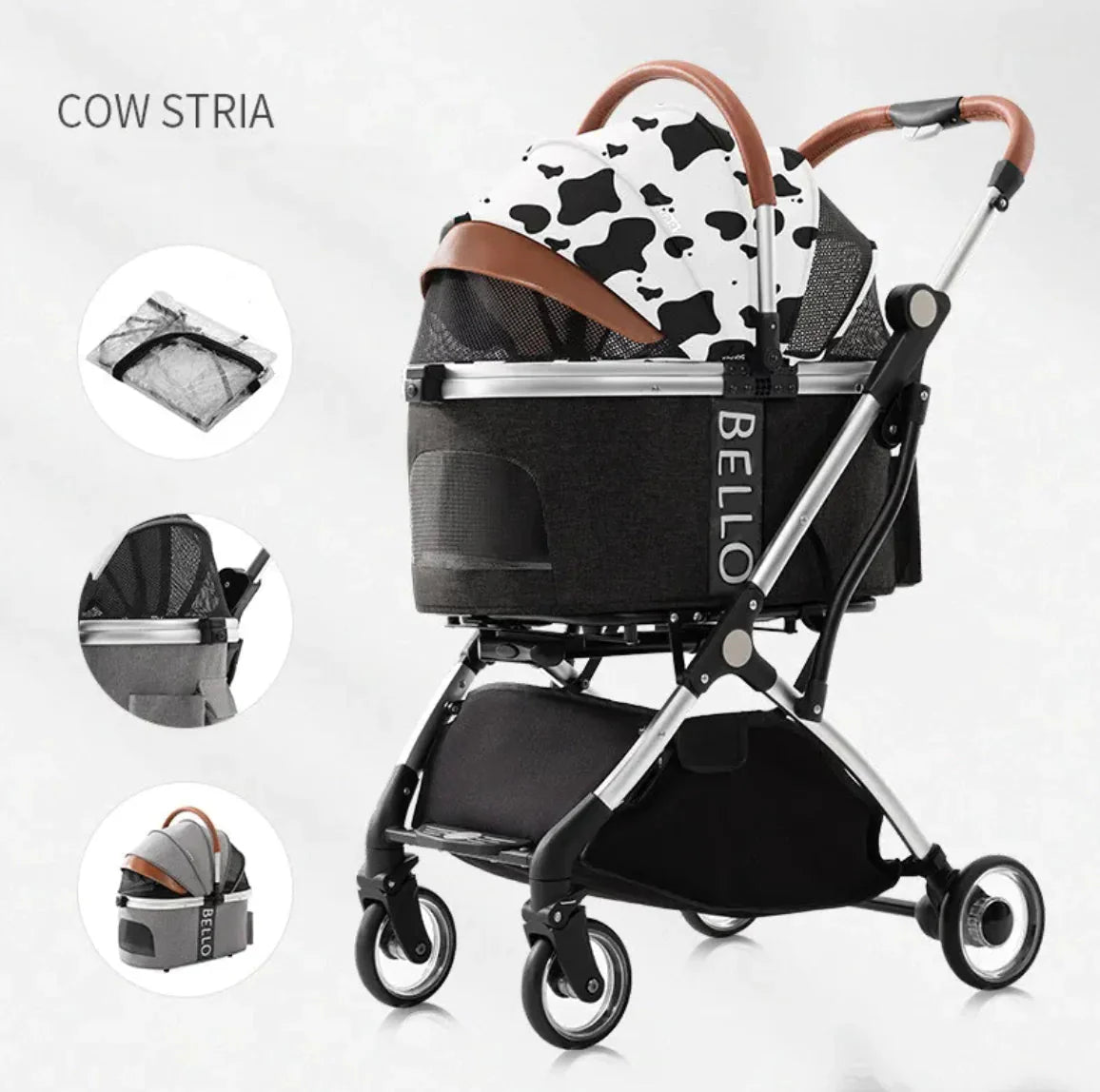 Foldable Four-Wheel Pet Stroller Anti Spier